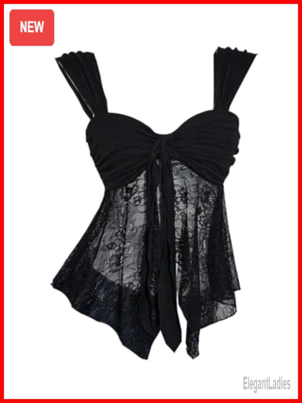 Women's Lace Tank Top Sheer Mesh Asymmetrical Sweetheart Neck Sleeveless